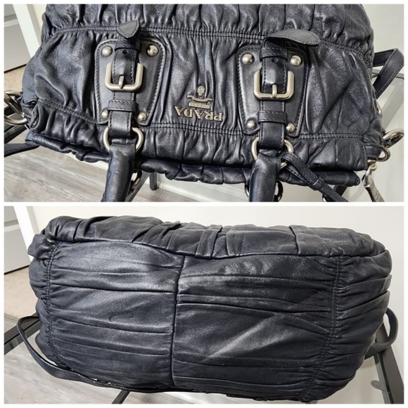Authentic PRADA Nappa Leather Gaufre Tote Bag Black - Picture 7 of 15
